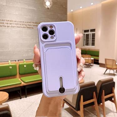 Imagem de Capa de cartão de silicone macio para iphone 13 11 12 mini pro xs max xr 8 7 plus se2020 bolsa carteira capa de proteção para câmera, roxo claro, para iphone se 2020