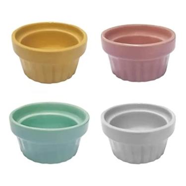 Imagem de Kit 4 Ramekin Cerâmica Colorido 50ml Molheira Potinho