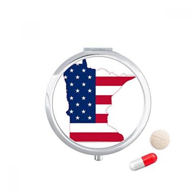 Imagem de Minnesota USA Mapa Estrelas Listras Bandeira em Forma de Bolsa para Viagem Caixa de Armazenamento de Remédio Drug Box Dispenser Espelho Presente
