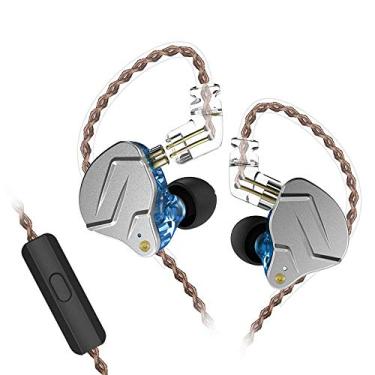 Imagem de KZ ZSN Pro Metal Headphones Tecnologia Hebride 1BA + 1DD Fones de ouvido (Azul com microfone)