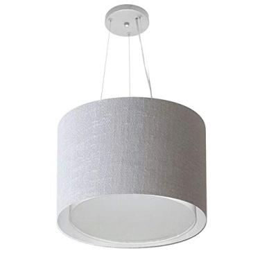 Imagem de Lustre Pendente Cilíndrico Duplo Cúpula Tecido 30/40x35 cm, Vivare Iluminação, Pendente4304 CZ, Cinza, Médio