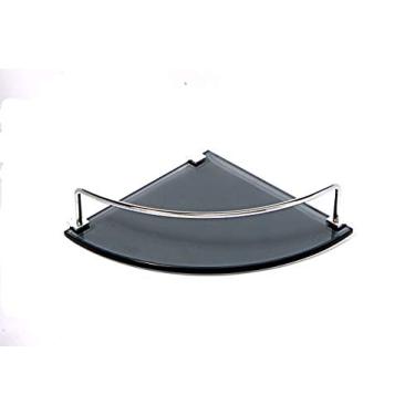 Imagem de Porta Shampoo de Canto Curvo em Vidro Fumê Lapidado - Aquabox - 20cmx20cmx8mm