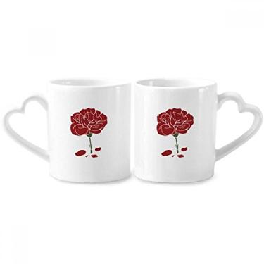Imagem de Conjunto de canecas de porcelana para casal de flores Dia das Mães Red Carnation Ceramic Lover Cup coração alça