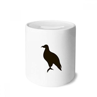 Imagem de DIYthinker Caixa de moedas de cerâmica preta com desenho de animal fofo de águia negra presente de cofrinho