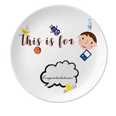 Imagem de Daily Language Chat Congratulations Hope Prato de porcelana jantar redondo Prato menino homem