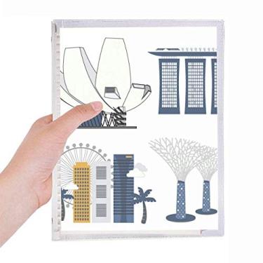 Imagem de Caderno de pontos famosos de Singapura, diário de folhas soltas recarregável, papelaria