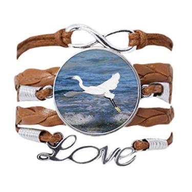 Imagem de DIYthinker Pulseira com pingente de corda para presente com pingente de corda de amor e pássaro branco oceano