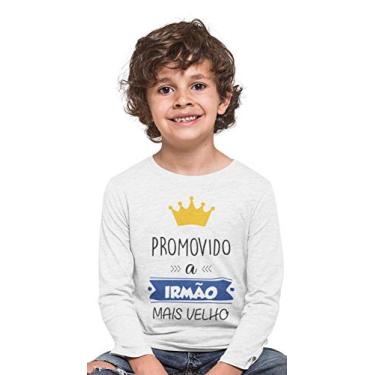 Imagem de Camiseta Promovido a Irmão Mais Velho Manga Longa Branca Tamanho 04