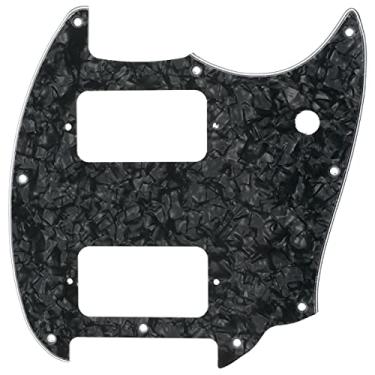 Imagem de Musiclily Pro 11 Furos Canto Redondo HH Escudo Mustang Pickguard para Guitarra Mustang Squier Bullet Series, 4 Camadas Preto Perolado
