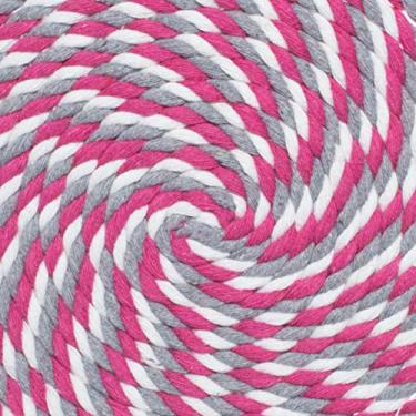 Imagem de Corda de algodão trançado natural West Coast Paracord – Corda artesanal – Corda tripla super macia e forte para esportes, decoração, artesanato, macramê, uso interno (3,5 cm x 1,8 m, branco, cinza, rosa)