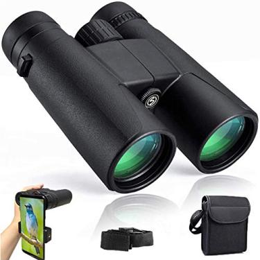 Imagem de Binóculos Roof Prism 12x42 para adultos, binóculos compactos portáteis e à prova d'água com lente HD BAK4 Prism FMC com visão clara para observação de pássaros, viagens, shows