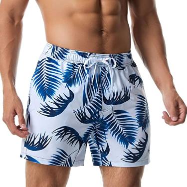 Imagem de NALEINING Shorts masculinos, shorts de praia, calção de surfe estampado, calção de banho de secagem rápida, tipo T (T-02, GG)