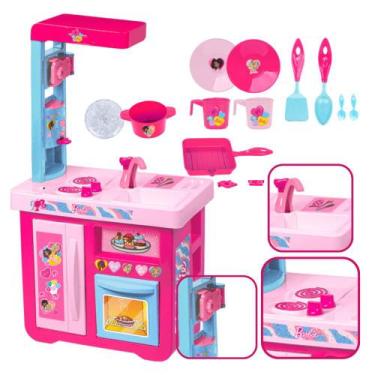 Imagem de Kit Cozinha Infantil Completa Barbie 14 Acessorios - Cotiplás