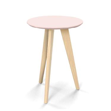 Imagem de Mesa Lateral Redonda Retrô Liv Cor Rosê com Natural - Matic Móveis