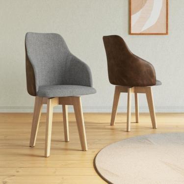 Imagem de Kit 2 Cadeiras Giratórias para Sala de Jantar Anne Yescasa Cinza/Marrom