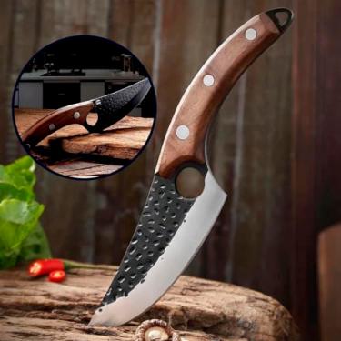 Imagem de Faca Artesanal Damasco 6 28 Cm Cabo Madeira Bainha Churrasco Para Carne Personalizada Aço Inox Rústica Utensílio Cozinha Acampamento Pesca Caça Culinária Fruta Legume Antiaderente Anatômica PROPIUS