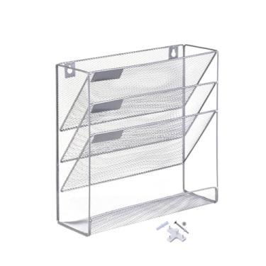Imagem de harayaa Suporte de arquivo de parede, organizador de revistas, organização de correio branco, economia de espaço para catálogos, correio, panfletos e
