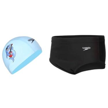 Imagem de Kit Natação Speedo Sunga Solid + Touca Tecido Fun Confortável Infantil 4 Anos
