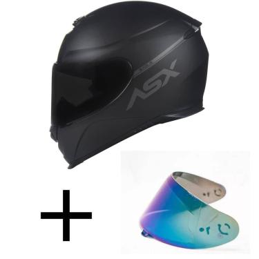 Imagem de Capacete ASX Eagle Solid Preto Fosco Mais Viseira Camaleão
