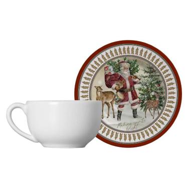 Imagem de Conjunto com 6 Xícaras de Chá com Pires Cenas Natal 250ml