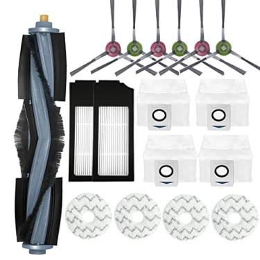 Imagem de Kits de acessórios de substituição compatíveis com aspirador de pó robô ECOVACS DEEBOT X1 Omni / X1 TURBO, 1 escova principal, 6 escovas laterais, 2 filtros, 4 sacos, 4 almofadas de esfregão peças de