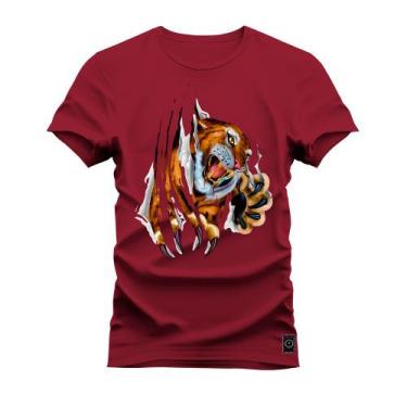 Imagem de Camiseta Plus Size Agodão T-Shirt Unissex Premium Macia Estampada Tigr