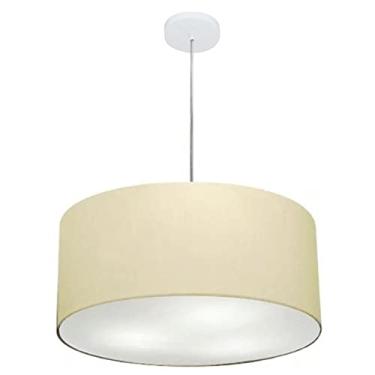 Imagem de Lustre Pendente Cilíndrico Cúpula Tecido 50x25 cm, Vivare Iluminação, Pendente4100 LA, Algodão Cru, Médio