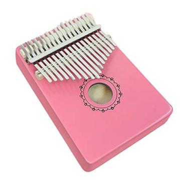 Imagem de Piano de dedo 17 teclas série rosa Kalimba instrumento de polegar, piano de dedo de polegar de bolso, piano Mbira para amantes de música, com martelo de afinação (18 cm x 13 cm) rosa 13