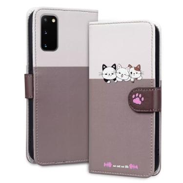 Imagem de Rnrieyta Miagon Capa para Samsung Galaxy A71, capa de desenho animado animal cão gato bonito padrão dobrável suporte de couro PU emendado carteira flip capa protetora com compartimentos para cartões,