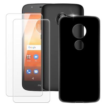 Imagem de MILEGOO Capa para Motorola Moto E5 Play + 2 peças protetoras de tela de vidro temperado, capa ultrafina de silicone TPU macio à prova de choque para Motorola Moto E Play (5,2 polegadas), preta