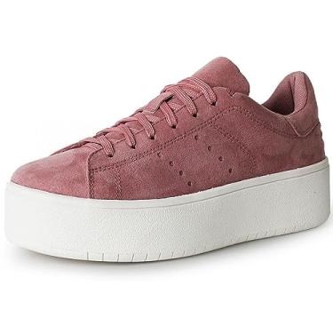 Imagem de J. Adams Hero Platform Tênis feminino casual com cadarço moderno, Couro vegano rosa empoeirado, 34