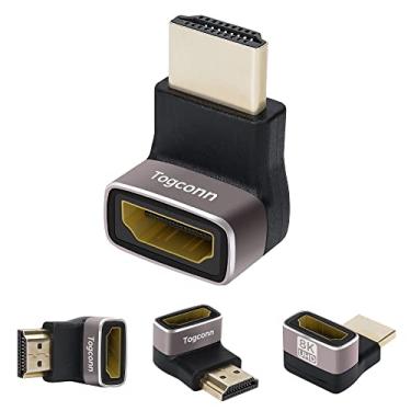 Imagem de Adaptador HDMI 2.1 8K 90 graus, pacote com 4, (para cima e para baixo) extensor de conector HDMI macho para fêmea HDMI em forma de L suporta 8K @60Hz, 4K @120Hz para Google Chrome Cast, Roku Stick, TV