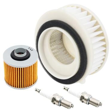 Imagem de TIANYAN Kits de filtro de ar 4TR-14451-00 de substituição para Yamaha XVS650 V-Star 650 Midnight Custom, XVS650A V-Star 650 Classic, XVS650 XVS650A Drag Star Classic 4VR com filtro de óleo e vela de