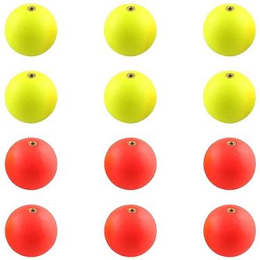 Imagem de WHYHKJ 12 peças de cobre 24 mm Bobber de pesca boia de pesca deslizante rolhas de borracha para peixe tipo crappie panfish walleyes truta pesca robalo, 6 vermelhos, 6 amarelos