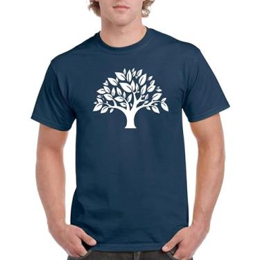 Imagem de BAFlo Camisetas masculinas e femininas com estampa de árvore da vida, Azul escuro, P