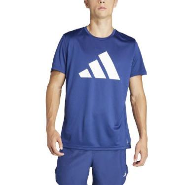 Imagem de Camiseta Adidas Run It Tee Cor: Azul E Branco - Tamanho: G