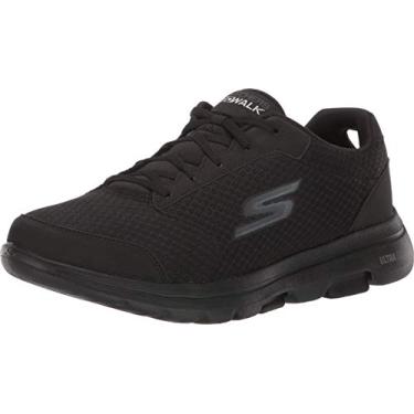 Imagem de Skechers Gowalk 5 Tênis de caminhada masculino de malha atlética com cadarço e desempenho, Preto, 12.5 X-Wide