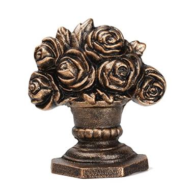 Imagem de BRASSTAR Rosas de ferro fundido, batente de porta resistente, suporte de janela para casa, escritório, loja, decorativo, preto, dourado, cor TQGJPT259