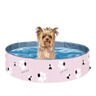 Imagem de VG PLUS, Piscina Para Cachorro Pets Dobrável 60 x 20 cm Patinhas VG+ Rosa