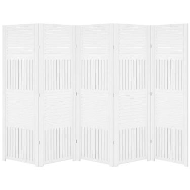 Imagem de Biombo Pintado Divisoria Separador de Ambiente MDF Preto ou Branco (Branco, 5 Horizontal Vertical)