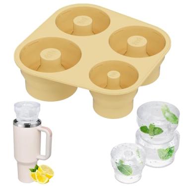 Imagem de AWINNER Acessório de silicone compatível com Stanley Cup 1,134 g, bandeja de cubos de gelo, compatível com copo, freezer, café, bebidas (amarelo)