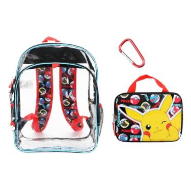 Imagem de BIOWORLD Conjunto de mochila masculina Pikachu transparente de 3 peças (criança pequena), preta, tamanho único, Preto, One Size, Pikachu Conjunto de mochila transparente de 3 peças (criança