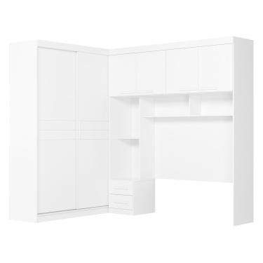 Imagem de Guarda Roupa Modulado Florença Quarto Com 6 Portas 5 Gavetas Branco Branco