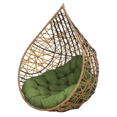 Imagem de Cadeira Balanço Ninho Suspenso Gota Tramado C- Almofada Impermeável Acesse Móveis Caramelo-verde
