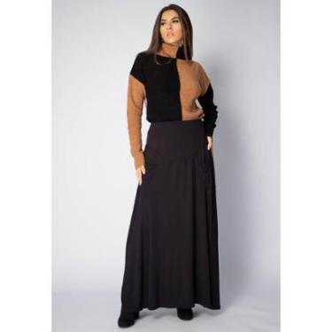 Imagem de Saia Longa Malha com Bolso Preta - GG-Veste do 46 ao 48-Feminino