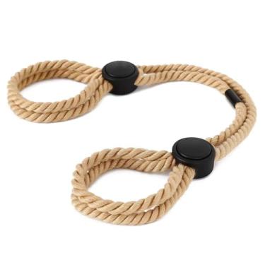 Imagem de Pulseira de algemas, tornozeleiras ajustáveis para mulheres e homens, conjunto de punhos felpudos feitos à mão no tornozelo, corrente corporal rave, acessórios de joias corporais, Adjustable, Algodão,
