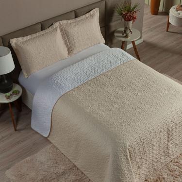 Imagem de Kit Cobre Leito Casal Queen Size 3 Peças Matelado Dupla Face Acabamento Viés Debrum