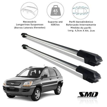 Imagem de Rack travessa teto prata aluminio kia sportage 2004 a 2009 prata especifico