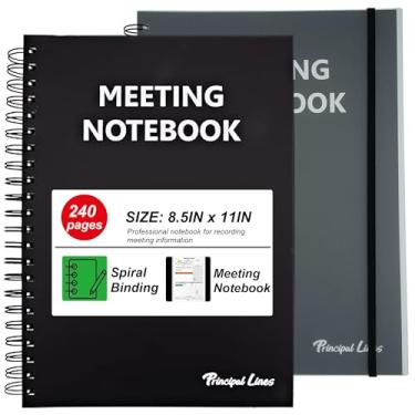 Imagem de Principal Lines Pacote com 2 cadernos de reunião para agenda de trabalho com itens de ação 21,6 cm x 28 cm - Cadernos profissionais A4 para anotações - Agenda diária de negócios sem data, cadernos de