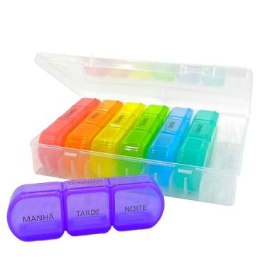 Imagem de Porta Comprimidos Semanal Caixinha de Remédio Organizador de Medicamento Estojo Diário Cápsulas Smart Manhã Tarde Noite F2 (Pta Comprimidos 12)